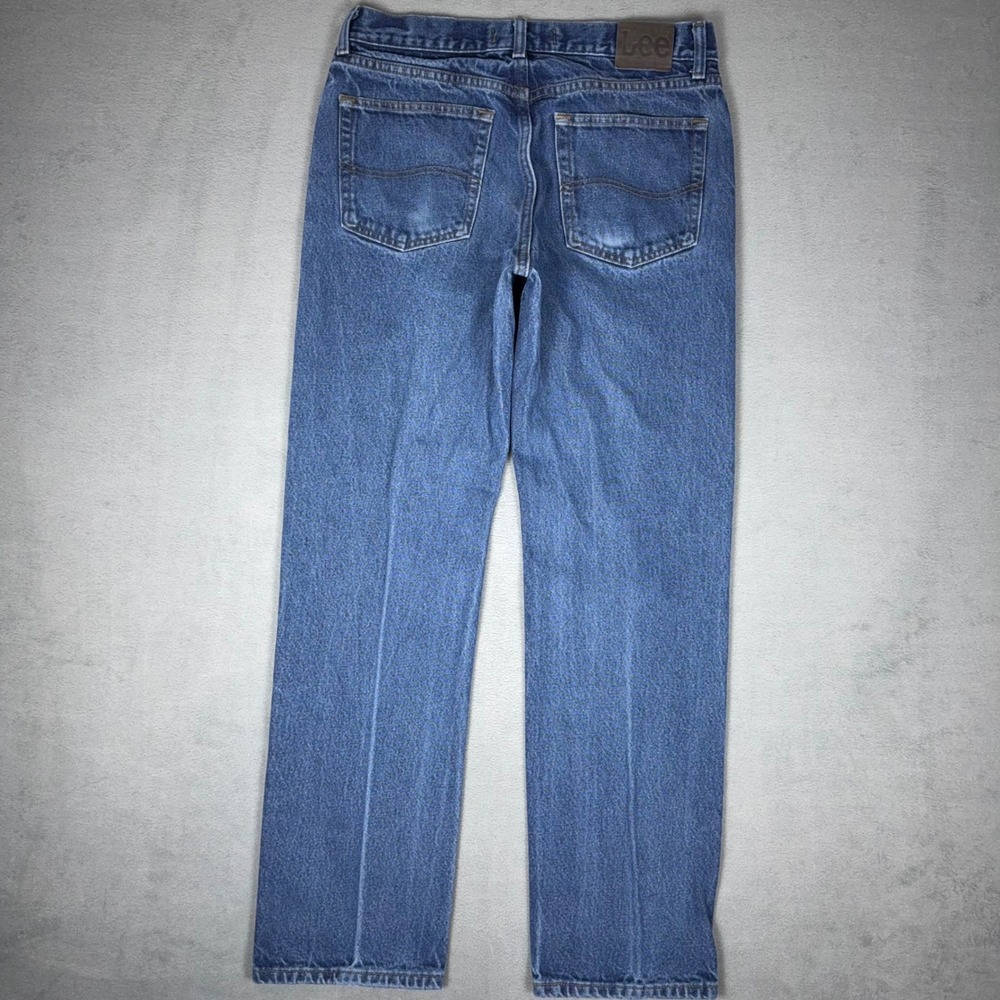 Lee Jeans Mens 33x32 Regular Fit Straight Leg Blue Denim Cotton Classic 5 Pocket - Picture 2 of 9